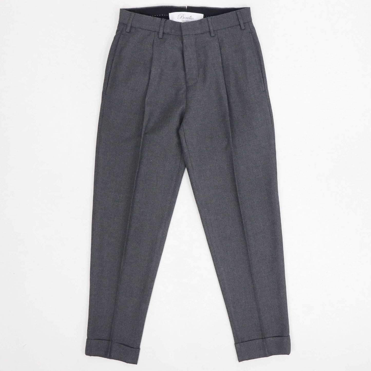 BORELIO（ボレリオ）ワンプリーツ テーパード パンツ スラックス【チャコールグレー】国内正規品