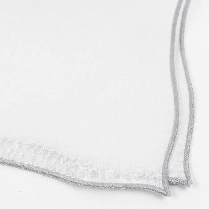 MUNGAI（ムンガイ）ポケットチーフ リネン100% 【ホワイト×グレー】国内正規品