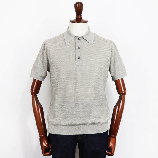 Blu Bre（ブルブレ）リネンシルク ポロシャツ【シルバー】国内正規品