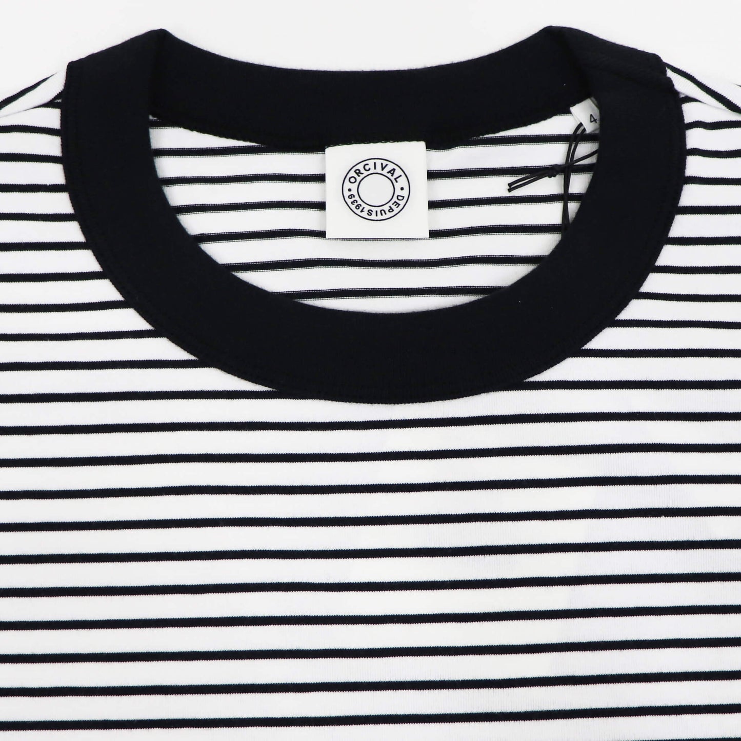 ORCIVAL（オーシバル）コットン ストレッチ クルーネック 半袖Tシャツ【ホワイト×ブラック】国内正規品