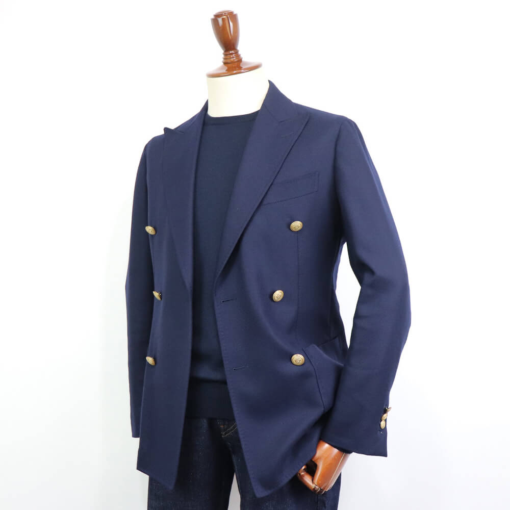 GRAN SASSO（グランサッソ）12ゲージ クルーネックニット【ネイビー】国内正規品