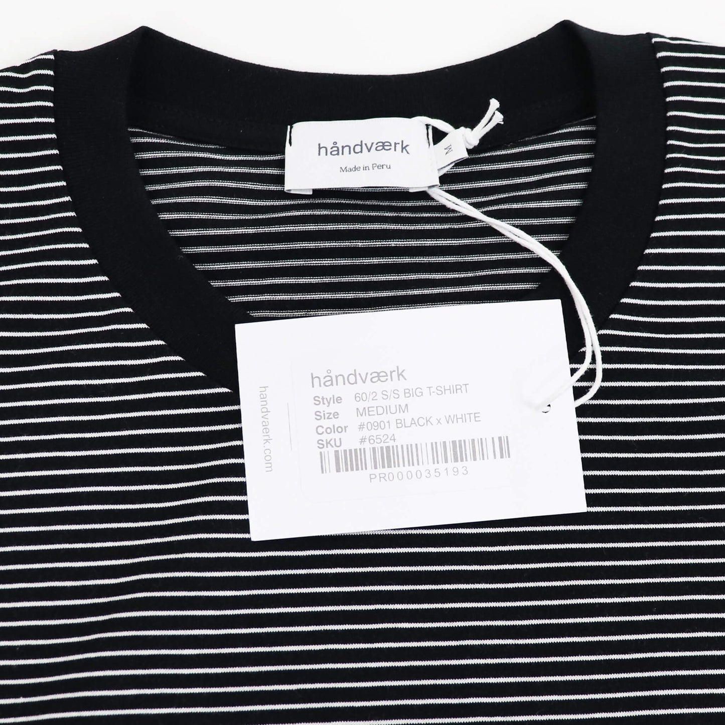 handvaerk（ハンドバーク）クルーネック ポケット付き ボーダーTシャツ【ブラック×ホワイト】国内正規品