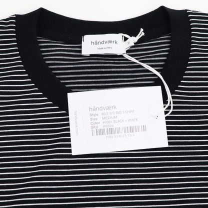 handvaerk（ハンドバーク）クルーネック ポケット付き ボーダーTシャツ【ブラック×ホワイト】国内正規品