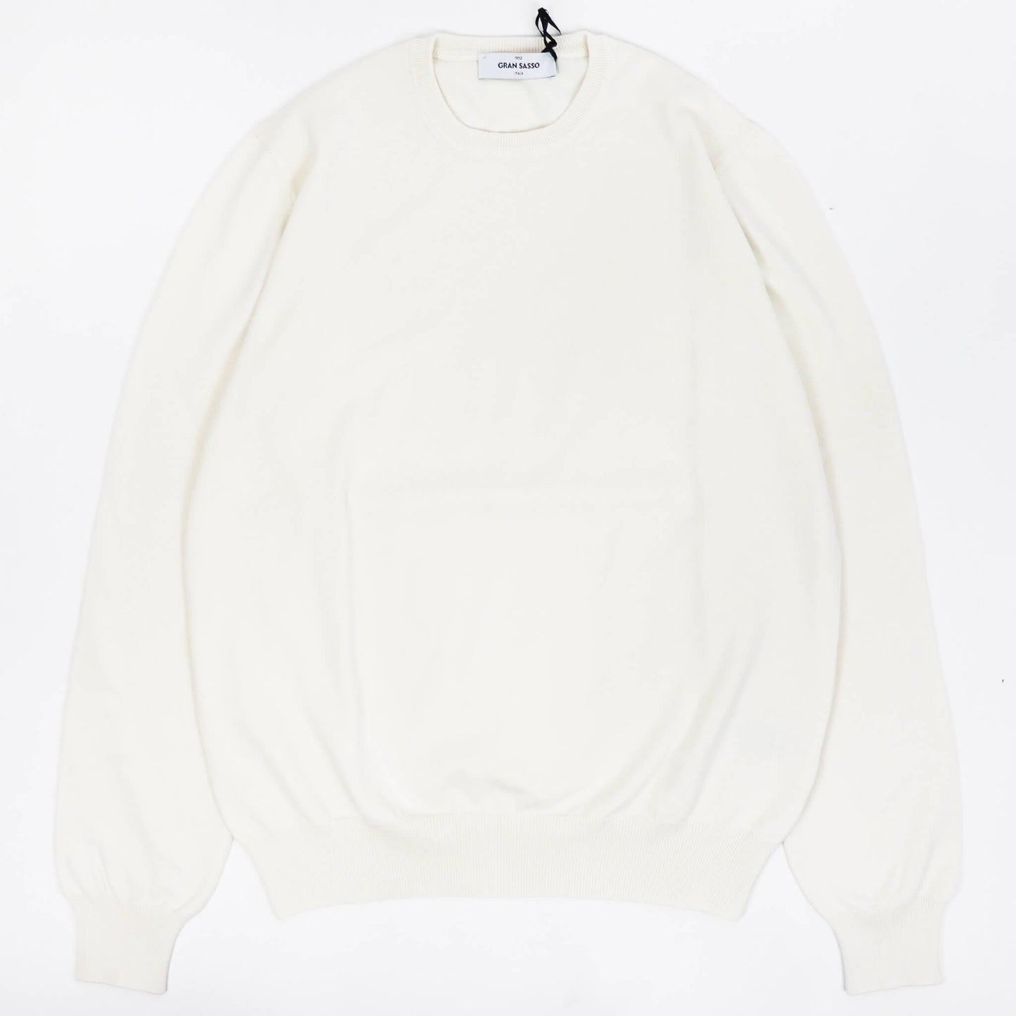 GRAN SASSO（グランサッソ）12ゲージ コットンクルーネックニット ロングスリーブ 長袖【アイボリー】国内正規品