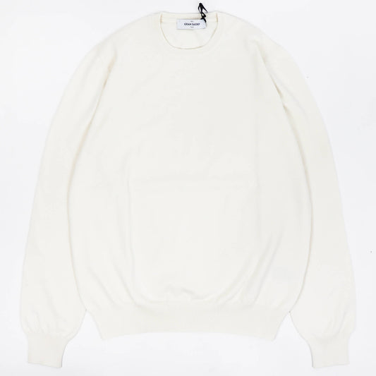GRAN SASSO（グランサッソ）12ゲージ コットンクルーネックニット ロングスリーブ 長袖【アイボリー】国内正規品