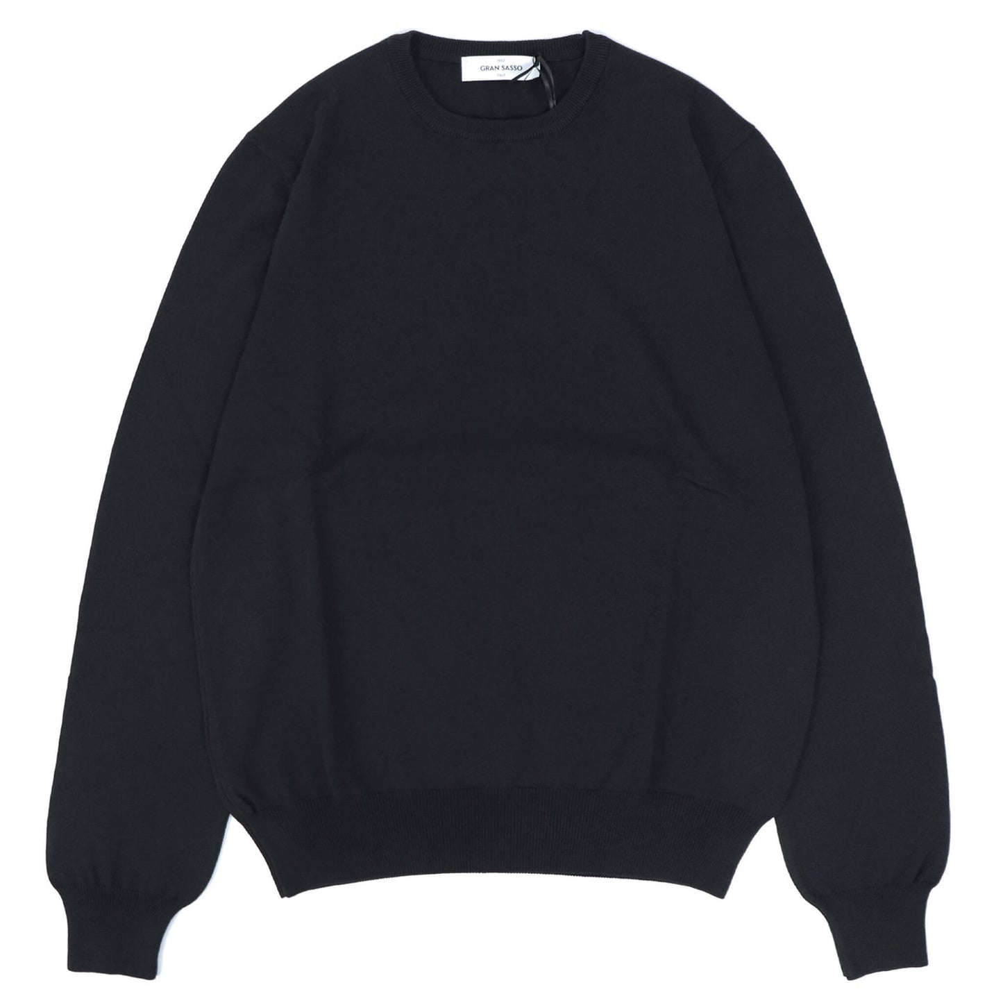 GRAN SASSO（グランサッソ）12ゲージ コットンクルーネックニット ロングスリーブ 長袖【ブラック】国内正規品