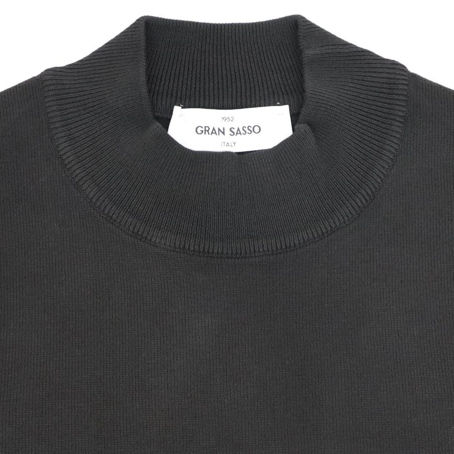 GRAN SASSO（グランサッソ）12ゲージ コットンモックネックニット ロングスリーブ 長袖【ブラック】国内正規品