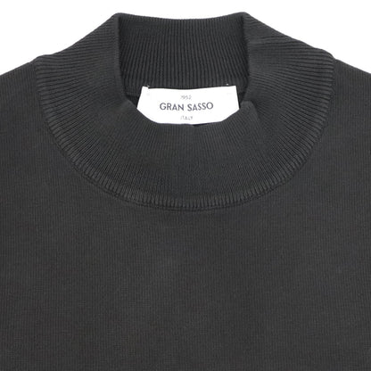 GRAN SASSO（グランサッソ）12ゲージ コットンモックネックニット ロングスリーブ 長袖【ブラック】国内正規品