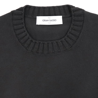 GRAN SASSO（グランサッソ）リブニットTシャツ コットン【ブラック】国内正規品