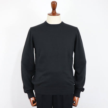 GRAN SASSO（グランサッソ）12ゲージ コットンクルーネックニット ロングスリーブ 長袖【ブラック】国内正規品