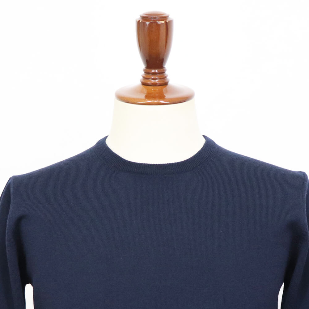 GRAN SASSO（グランサッソ）12ゲージ クルーネックニット【ネイビー】国内正規品