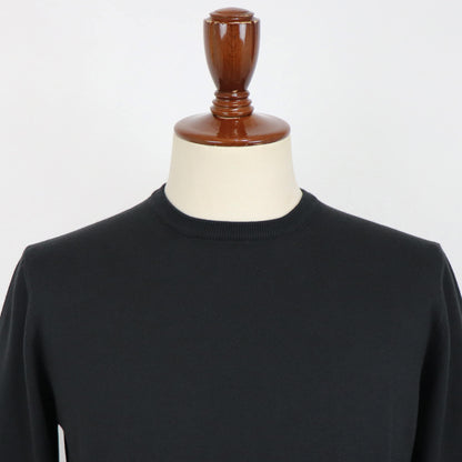 GRAN SASSO（グランサッソ）12ゲージ コットンクルーネックニット ロングスリーブ 長袖【ブラック】国内正規品