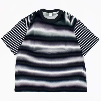 ORCIVAL（オーシバル）コットン ストレッチ クルーネック 半袖Tシャツ【ブラック×ホワイト】国内正規品