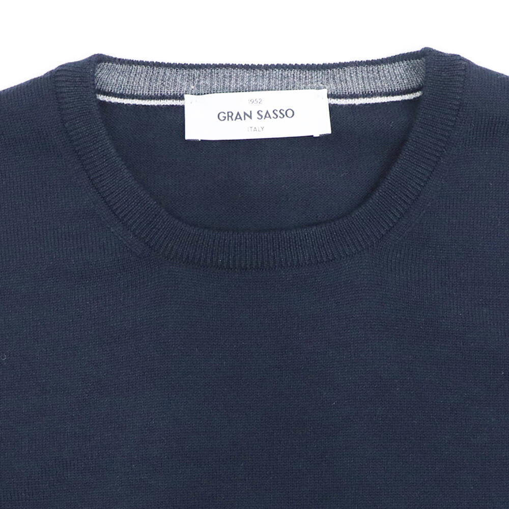 GRAN SASSO（グランサッソ）12ゲージ クルーネックニット【ネイビー】国内正規品