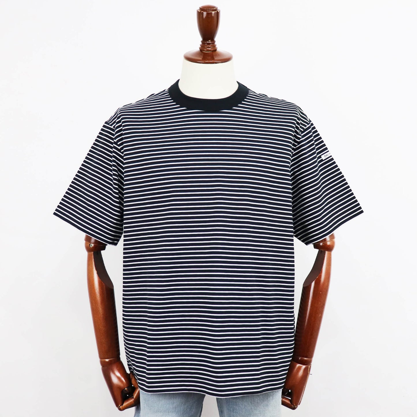 ORCIVAL（オーシバル）コットン ストレッチ クルーネック 半袖Tシャツ【ブラック×ホワイト】国内正規品