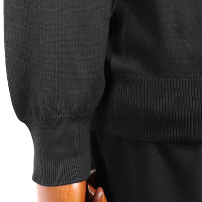 GRAN SASSO（グランサッソ）12ゲージ コットンクルーネックニット ロングスリーブ 長袖【ブラック】国内正規品
