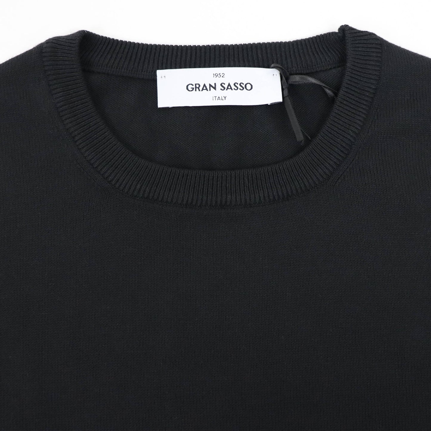 GRAN SASSO（グランサッソ）12ゲージ コットンクルーネックニット ロングスリーブ 長袖【ブラック】国内正規品