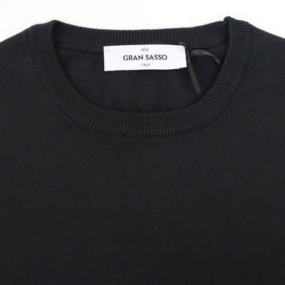 GRAN SASSO（グランサッソ）12ゲージ コットンクルーネックニット ロングスリーブ 長袖【ブラック】国内正規品