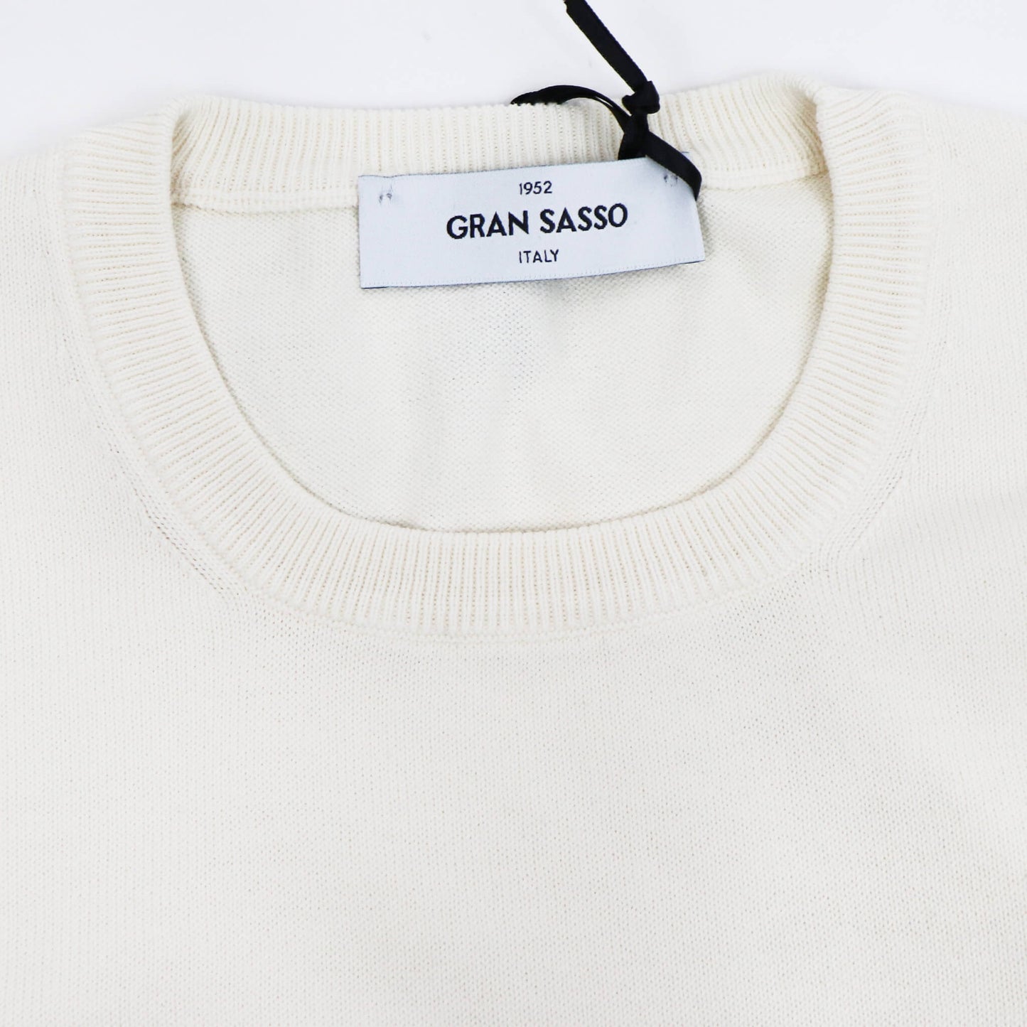 GRAN SASSO（グランサッソ）12ゲージ コットンクルーネックニット ロングスリーブ 長袖【アイボリー】国内正規品