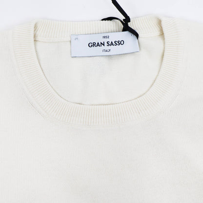GRAN SASSO（グランサッソ）12ゲージ コットンクルーネックニット ロングスリーブ 長袖【アイボリー】国内正規品