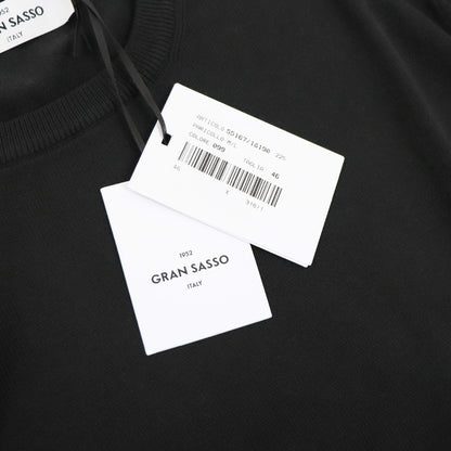 GRAN SASSO（グランサッソ）12ゲージ コットンクルーネックニット ロングスリーブ 長袖【ブラック】国内正規品
