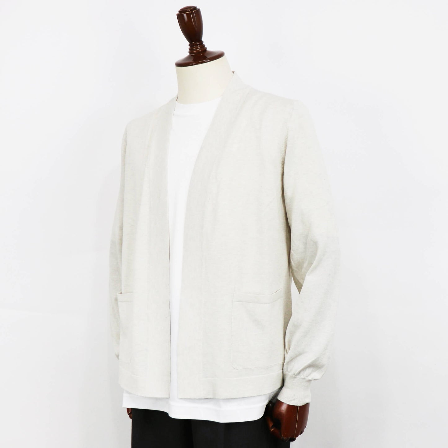 GRAN SASSO（グランサッソ）ボタンレスカーディガン コットン【ライトベージュ】国内正規品