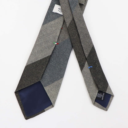 Stefano Cau（ステファノカウ）レジメンタルストライプ ウールタイ【グレー】国内正規品