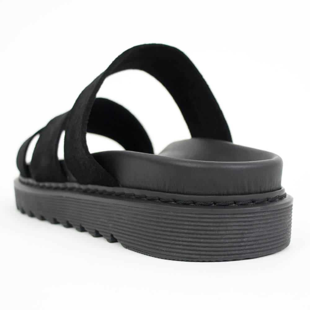 MAURO de BARI（マウロデバーリ）スエード トリプルストラップ サンダル【ブラック】国内正規品