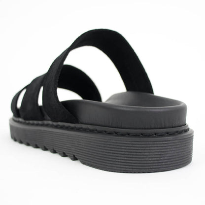 MAURO de BARI（マウロデバーリ）スエード トリプルストラップ サンダル【ブラック】国内正規品