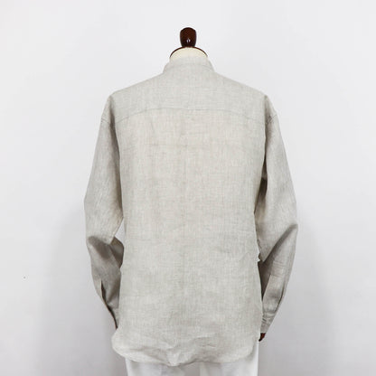 COLONY CLOTHING（コロニークロージング）ALBINI LINEN POOL SIDE SHIRT アルビニ リネン バンドカラー シャツ【ベージュ】国内正規品