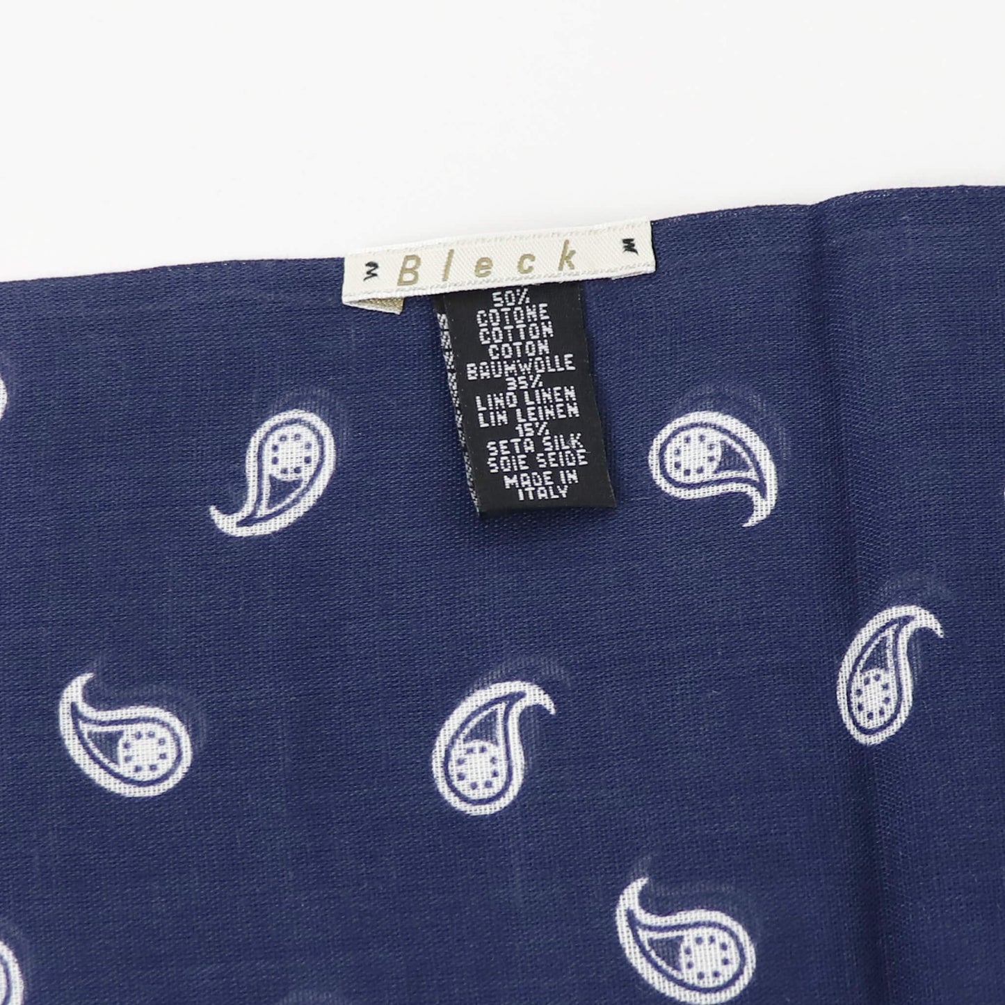 Bleck（ブレック）ペイズリー柄 コットンリネンシルクストール【ネイビー】国内正規品