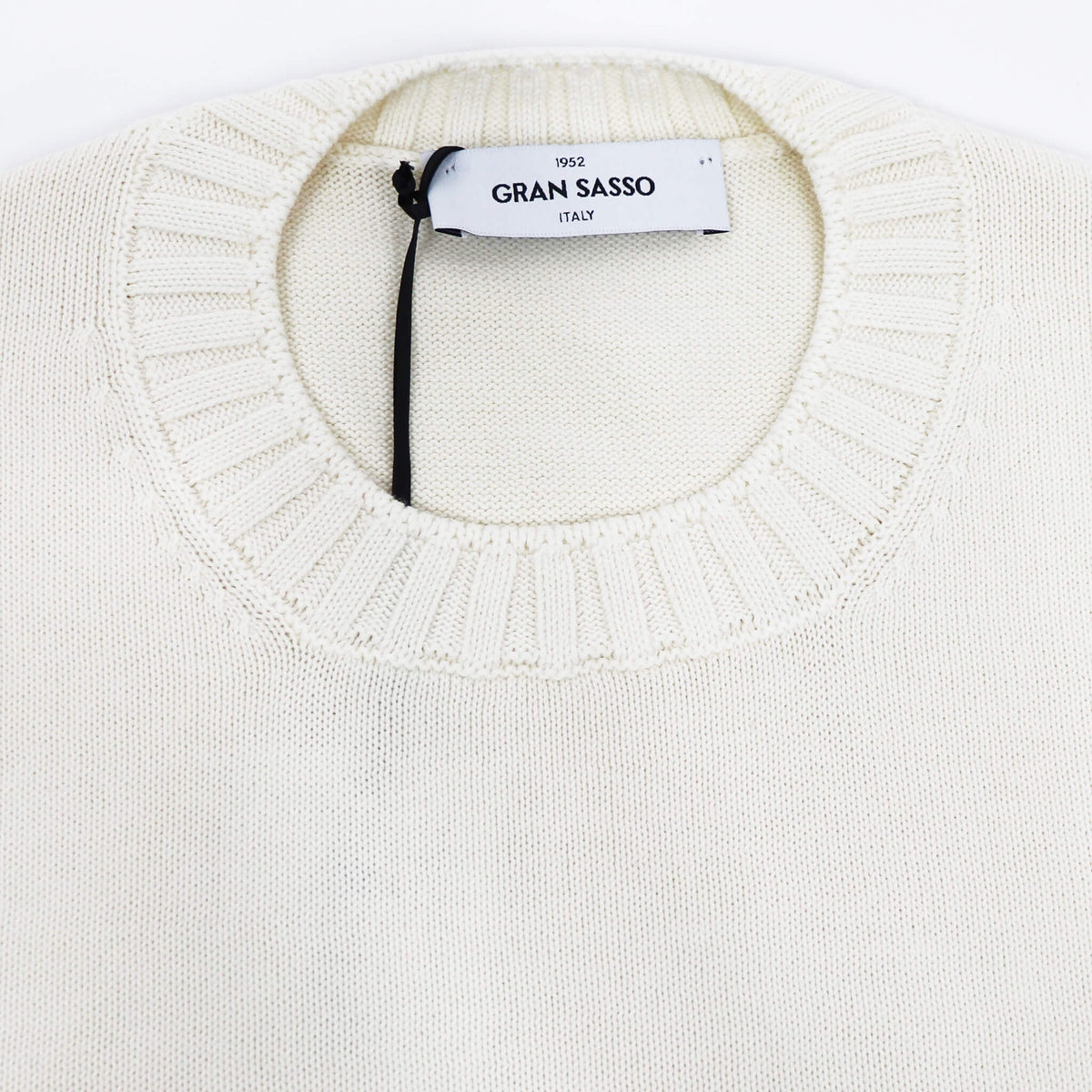 GRAN SASSO（グランサッソ）8ゲージ ソフトコットン リブ クルーネック ニットロングスリーブ 長袖【アイボリー】国内正規品