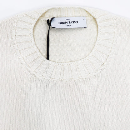 GRAN SASSO（グランサッソ）8ゲージ ソフトコットン リブ クルーネック ニットロングスリーブ 長袖【アイボリー】国内正規品
