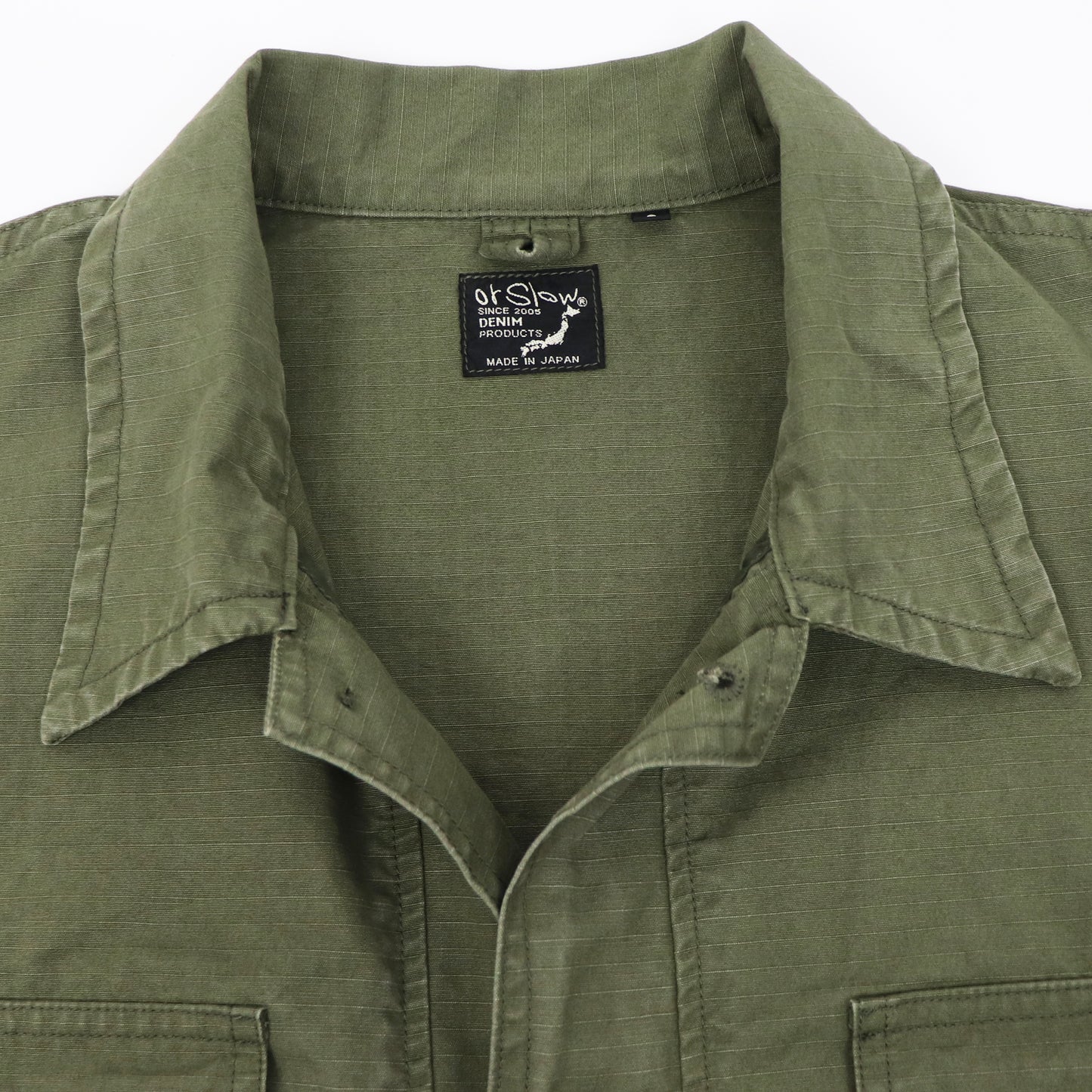 orSlow（オアスロウ）Utility Short Sleeve Work Shirt Jacket【アーミーグリーン】国内正規品