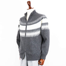 画像をギャラリービューアに読み込む, Vandori（ヴァンドリ）求心柄 ジップブルゾン ウールカシミヤ【チャコール】国内正規品
