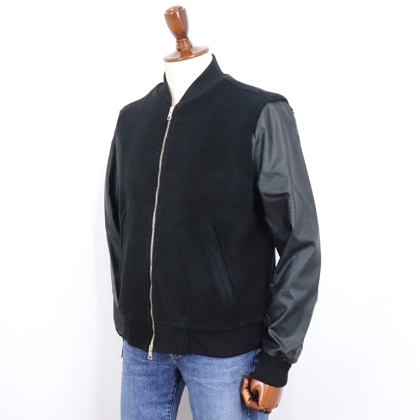 giabsarchivio（ジャブスアルキヴィオ）BARDI / バルディ MA-1 シンセティックレザー×ボアフリース【ブラック】国内正規品