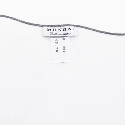 MUNGAI（ムンガイ）ポケットチーフ リネン100% 【ホワイト×グレー】国内正規品