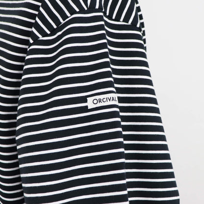 ORCIVAL（オーシバル）コットン ストレッチ クルーネック 半袖Tシャツ【ブラック×ホワイト】国内正規品