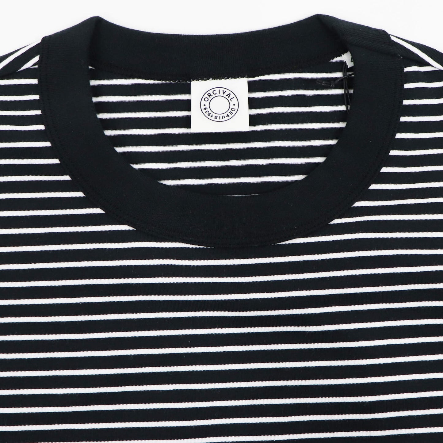 ORCIVAL（オーシバル）コットン ストレッチ クルーネック 半袖Tシャツ【ブラック×ホワイト】国内正規品