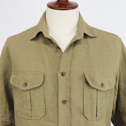 CORDINGS（コーディングス）アイリッシュリネンオーバーシャツ【セージグリーン】国内正規品