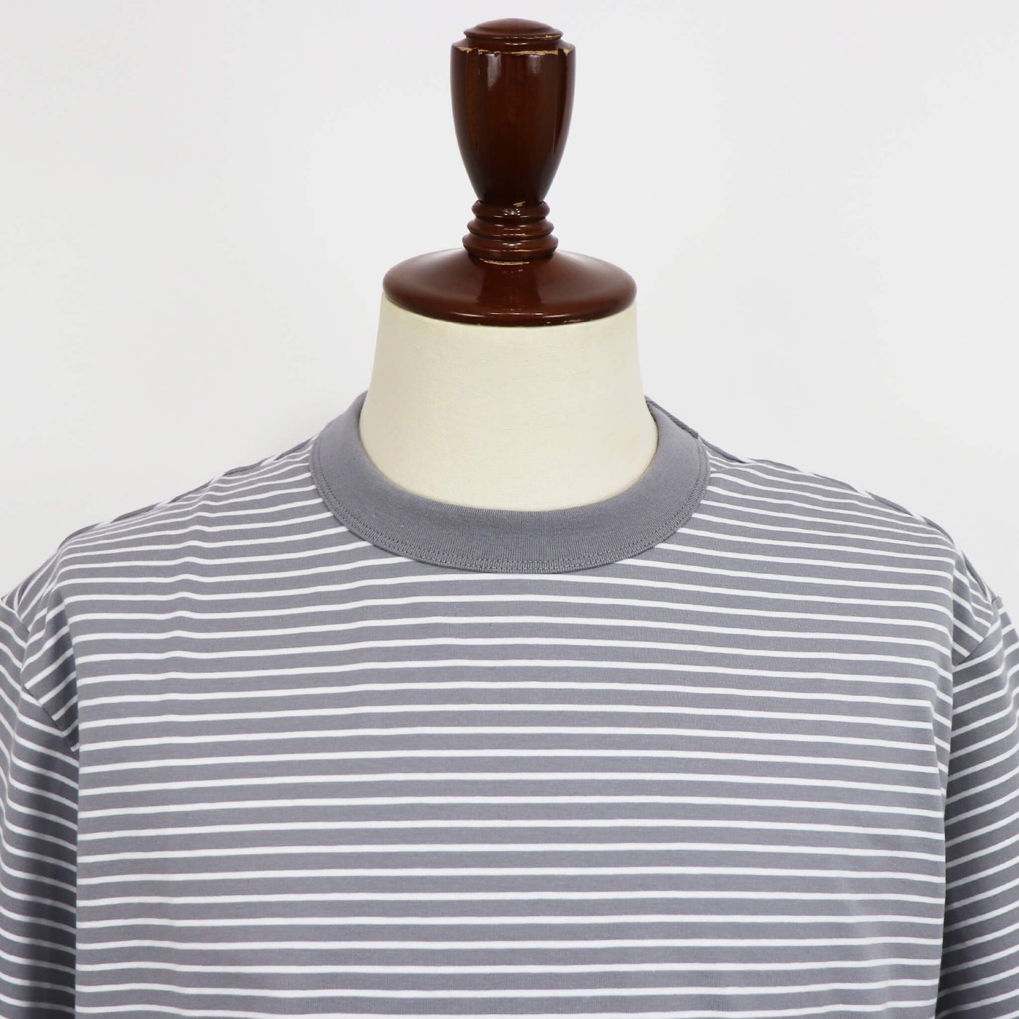 ORCIVAL（オーシバル）コットン ストレッチ クルーネック 半袖Tシャツ【グレー×ホワイト】国内正規品