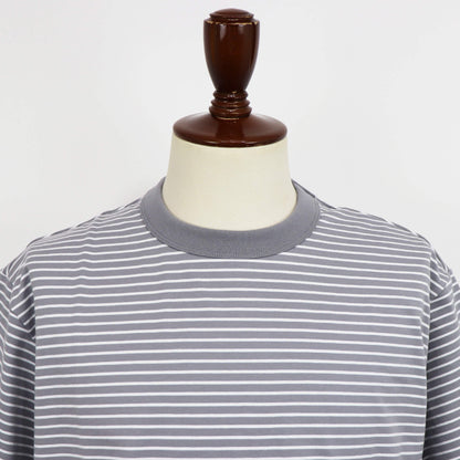 ORCIVAL（オーシバル）コットン ストレッチ クルーネック 半袖Tシャツ【グレー×ホワイト】国内正規品