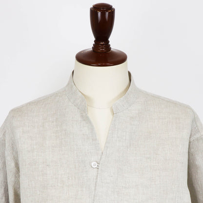 COLONY CLOTHING（コロニークロージング）ALBINI LINEN POOL SIDE SHIRT アルビニ リネン バンドカラー シャツ【ベージュ】国内正規品