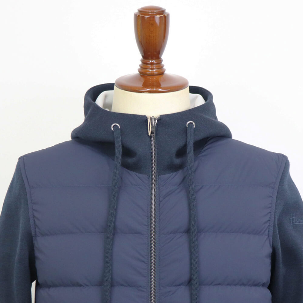 HERNO（ヘルノ）Resort ミラノリブ ナイロン コンビダウンブルゾン【ネイビー】国内正規品