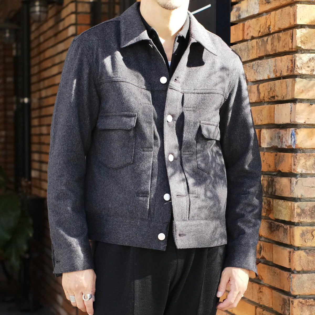 Jeanik（ジーニック）ウールカシミア ジャケット 2ndタイプ【チャコールグレー】国内正規品