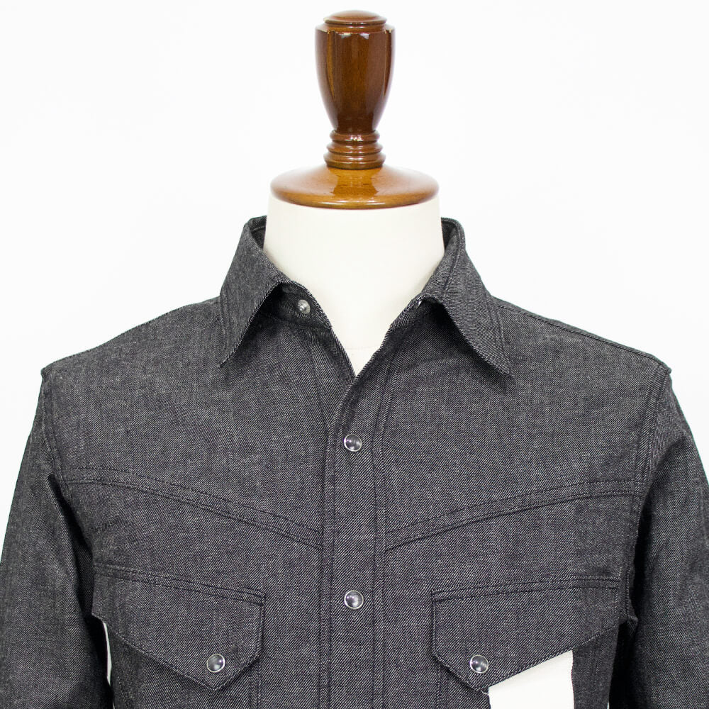YCHAI（イカイ）コットンリネン ウエスタンシャツ デニム【ブラックウォッシュ】国内正規品
