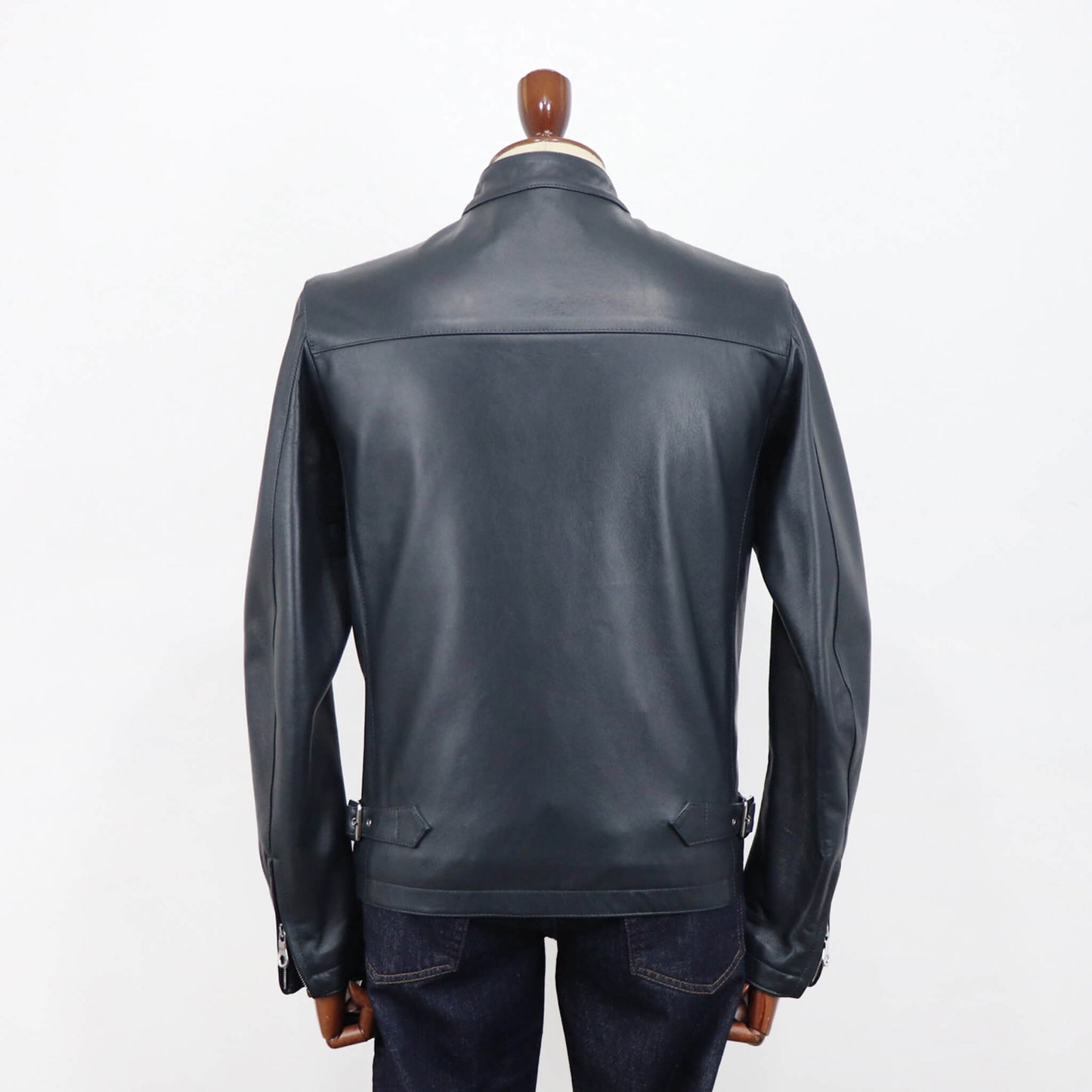 CINQUANTA（チンクワンタ）STAND COLLAR SINGLE RIDERS スタンドカラー シングル ライダース ジャケット シルバージップ【ダークグレー】国内正規品