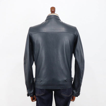 CINQUANTA（チンクワンタ）STAND COLLAR SINGLE RIDERS スタンドカラー シングル ライダース ジャケット シルバージップ【ダークグレー】国内正規品