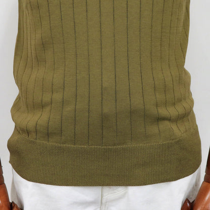 Blu Bre（ブルブレ）コットンニット 針抜きスキッパーポロシャツ【オリーブ】国内正規品