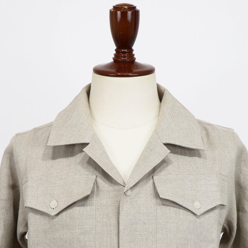 Massimo d' Augusto（マッシモ ダウグスト）ALFREDO アルフレッド リネン サファリ シャツ ジャケット【ベージュ】国内正規品